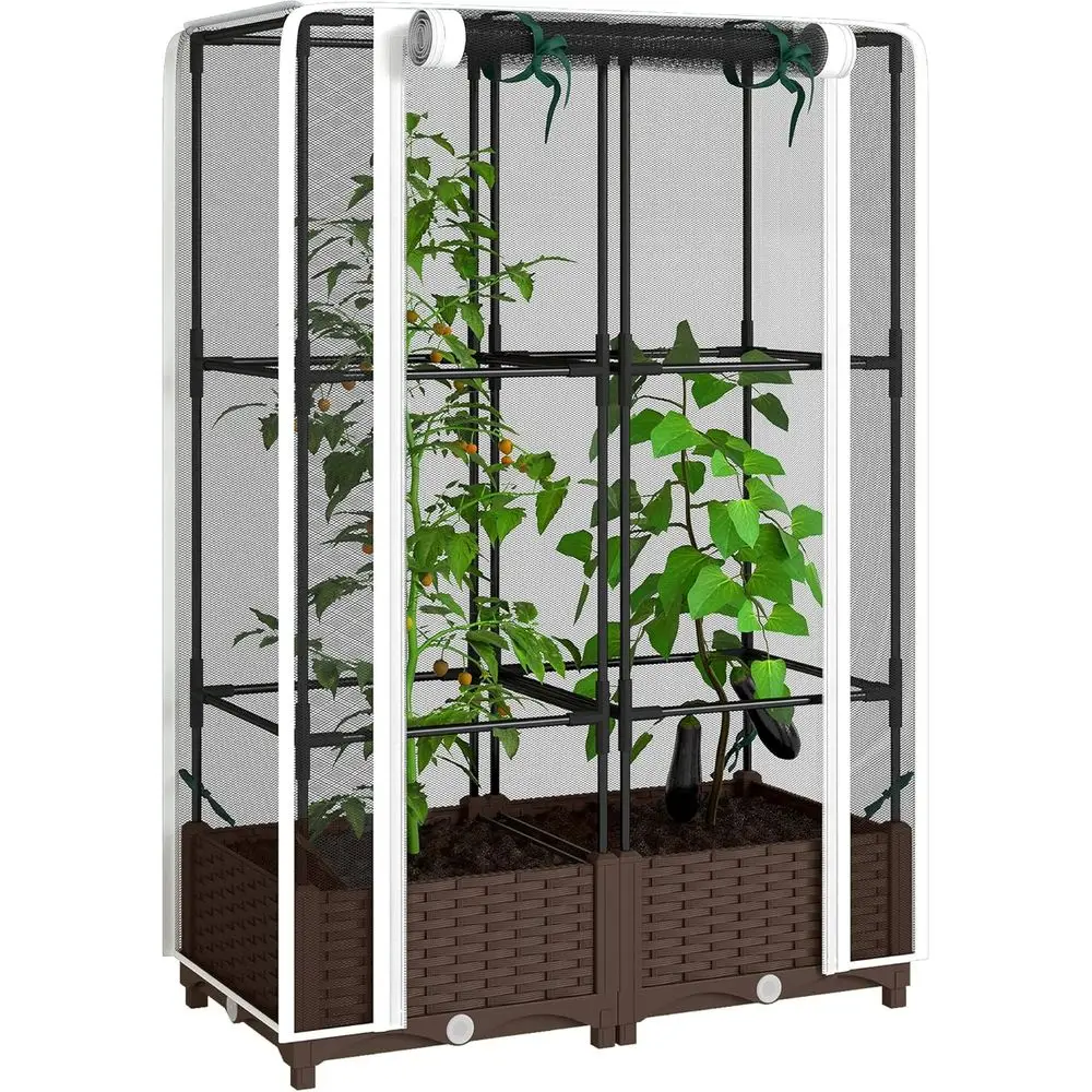 Self-Watering Planter - Bac de jardin surélevé avec treillis,
