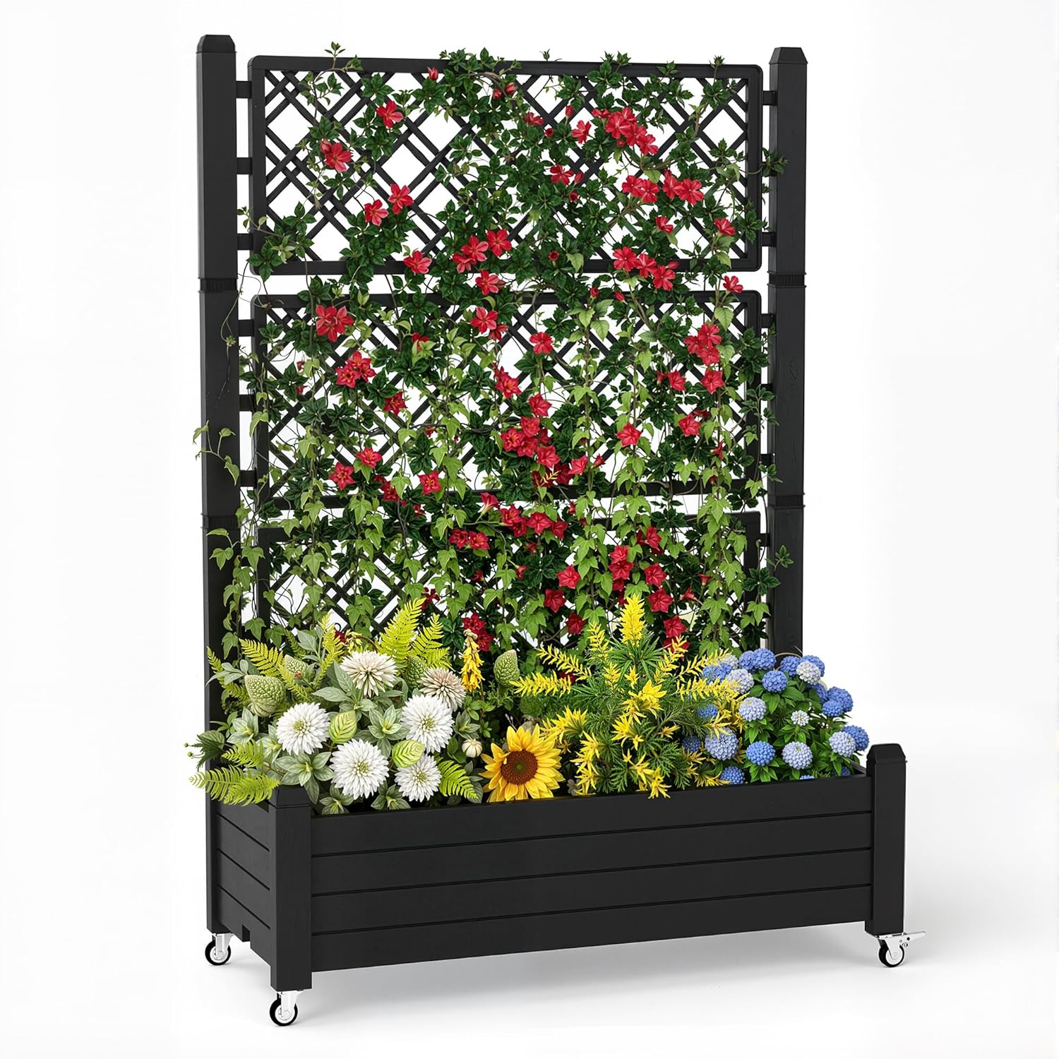 Self-Watering Planter - Bac de jardin surélevé avec treillis,