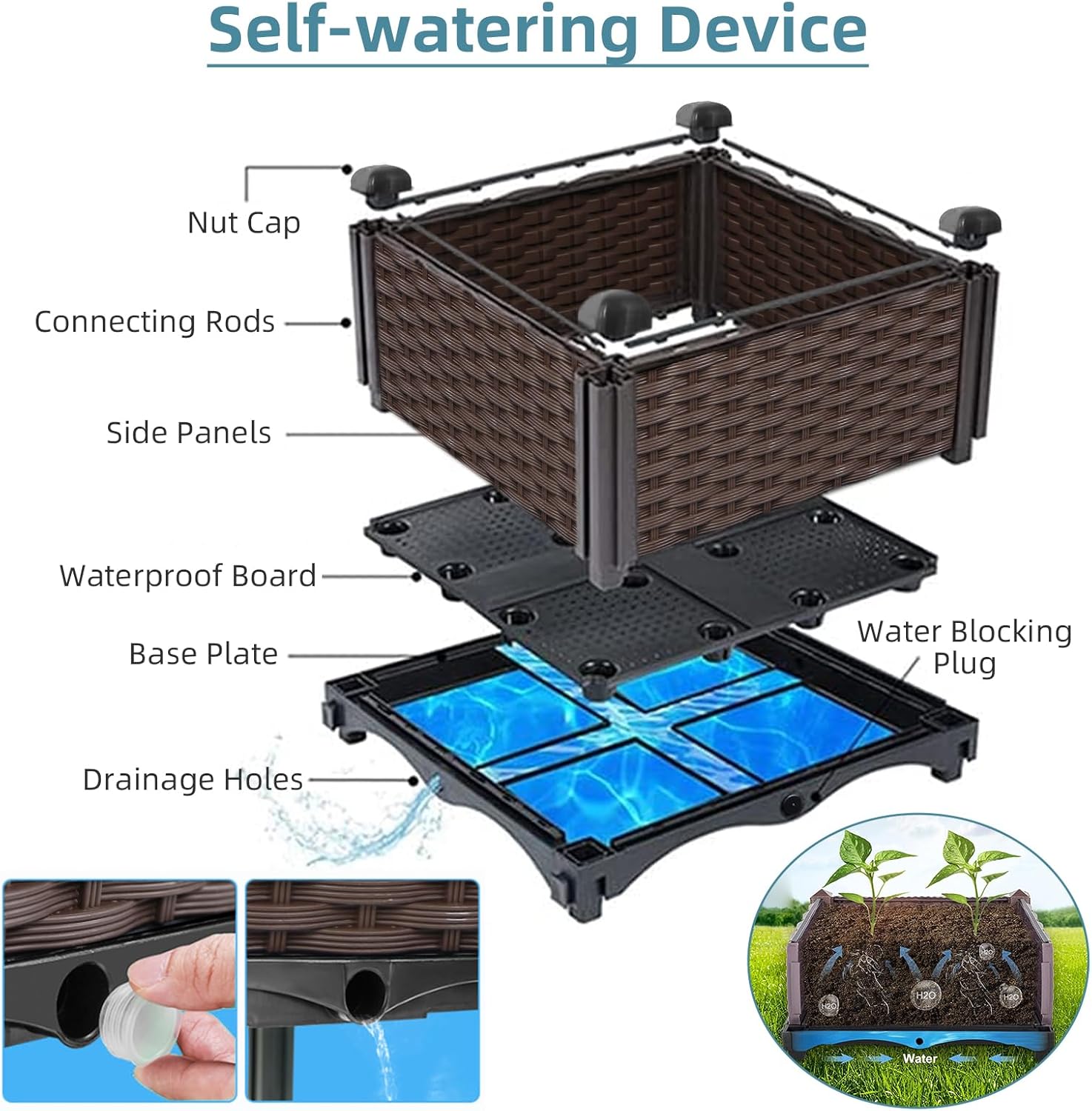 Jardinière en rotin pour l'ext - Self-Watering Planter avis et prix